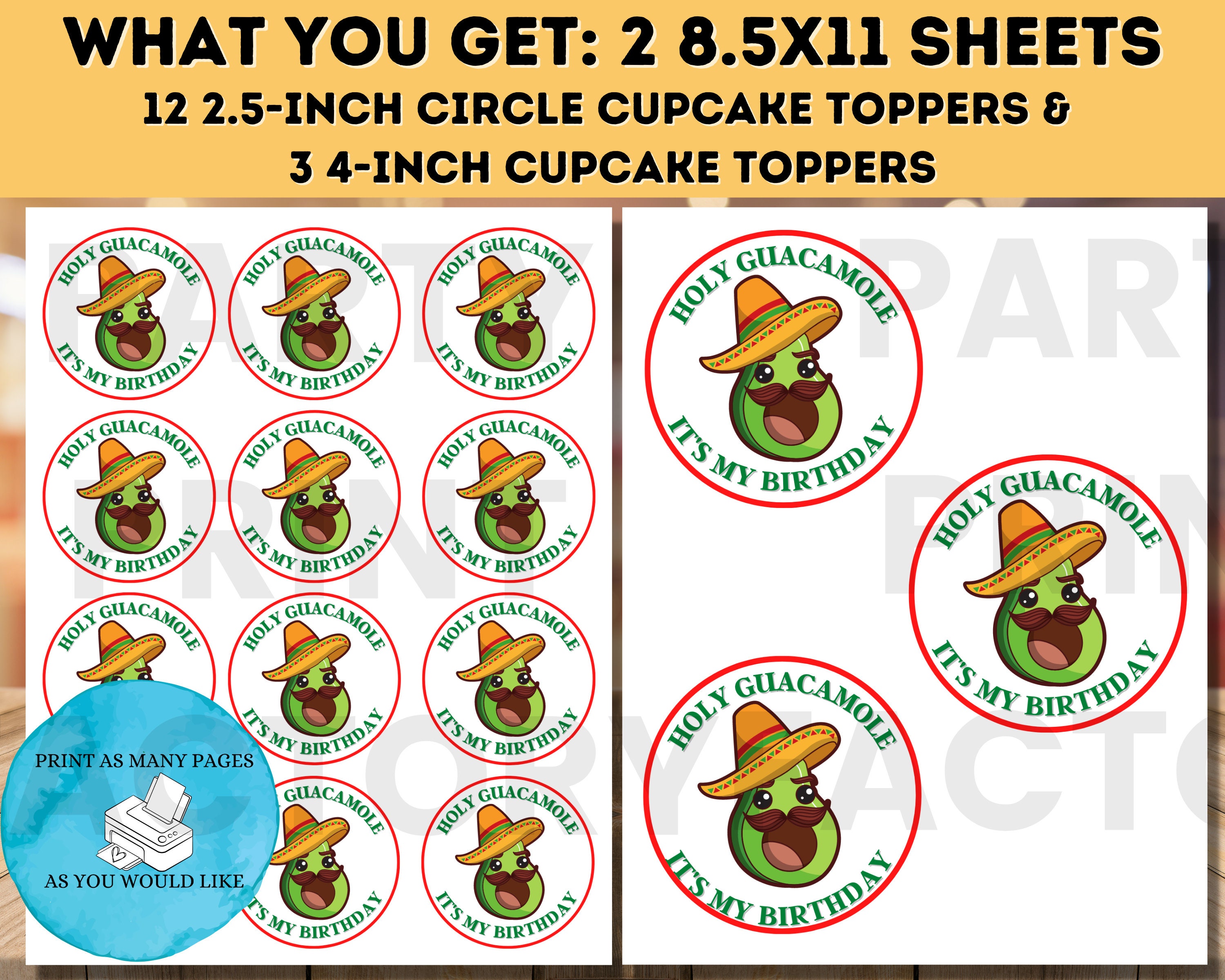Printable Holy Guacamole Cupcake Toppers Instant Download - Etsy