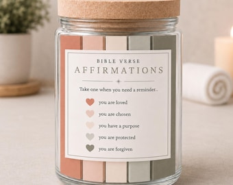 Bible Verse Affirmations Jar | 60 Scripture Cards (Digital Download)