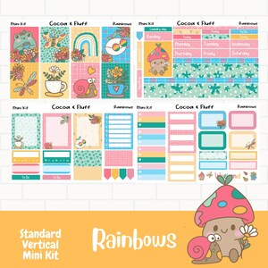 Rainbows Planner Stickers, Hand Drawn Stickers, Standard Vertical Planner Stickers, Hand Drawn Art, Summer Sticker, Mini Planner Sticker Kit