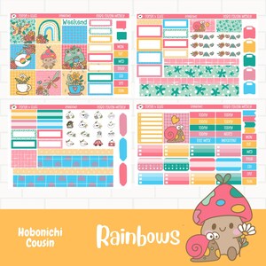 Rainbows Planner Sticker Kit, Hand Drawn Stickers, Hobonichi Cousin Planner Stickers, Hand Drawn Art, Summer Sticker, A5 Planner Sticker Kit