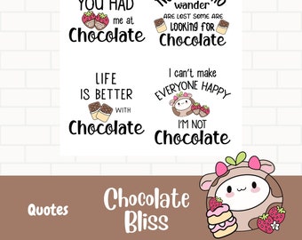 Chocolate Bliss Planner Citas Pegatinas, Hoja de Citas, Arte Dibujado a Mano, Lindas Pegatinas del Planificador de Chocolate, Pegatinas de Citas Divertidas