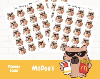 Burger and fries Doodle Icons/ Icon planner stickers/Mini Planner Icons/ Hand drawn Icons/Planner Icons