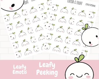 Leafy Peeking Box Edger Planner Icons, handgezeichnete Aufkleber, Leafy Planner Icons, Page Edge Emoti Planner Icons, Planner Emoti Icon