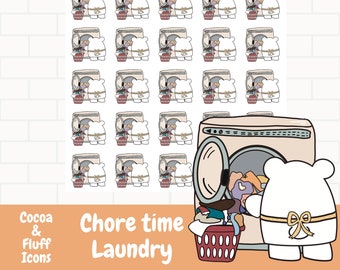 Chore Time / Wasserij Doodle Pictogrammen / Pictogram planner stickers / Hand getrokken stickers