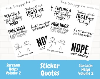 Planner sticker quotes, Sarcasm Helps Vol 1, Sarcastic quotes for planners, Planner stickers, Sarcastic quotes