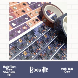 Taśma washi Booville Pattern (15 mm/10 m) / Halloween Washi do artykułów papierniczych, scrapbookingu i dzienników, taśma klejąca, taśma dekoracyjna