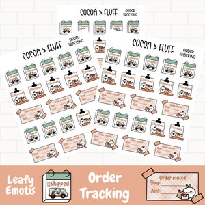 Bestelling bijhouden van groene planner iconen, handgetekende stickers, groene planner iconen, Happy Mail tracking planner iconen