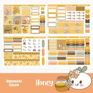 Honey Planner Sticker Kit, Hand Drawn Stickers, Hobonichi Cousin Planner Stickers, Hand Drawn Art, Summer Sticker, A5 Planner Sticker Kit