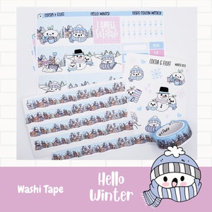 Hello Winter-washi-tape 15 mm / Winter Village-washi voor briefpapier, scrapbooking en journaling, plakband, decoratieve tape