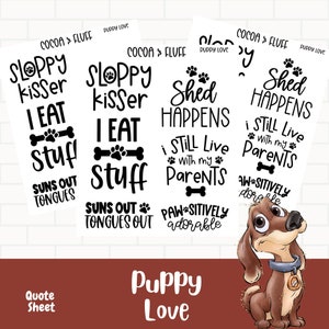 Planner Sticker Zitate, Puppy Love, Tierliebhaber Zitate für Planer, Planner Stickers, Pet Zitat Sheet
