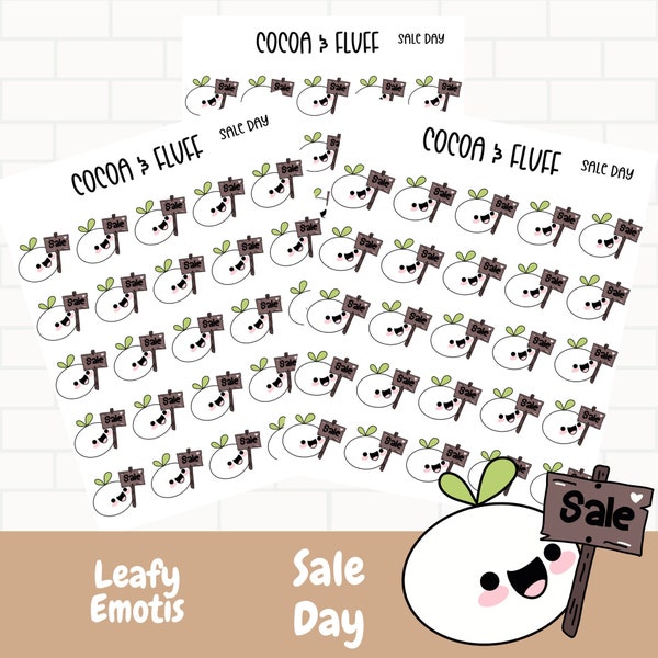 Sale Day Leafy Planner Icons, Hand Drawn Having A Sale Icons, Leafy Planner Icons, Going To A Sale Planner Icons