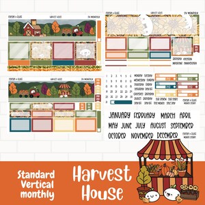 Harvest House Maandelijkse planner stickers, Planner sticker kit, Fall Fair sticker kit, Standaard verticale maandelijkse sticker kit, Hand getrokken