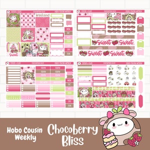 Chocoberry Bliss Hobonichi Cousin Planner Stickers, Weekly Sticker Kit,  Hand Drawn Art, Cute Summer Planner Stickers, A5 Planner Kit