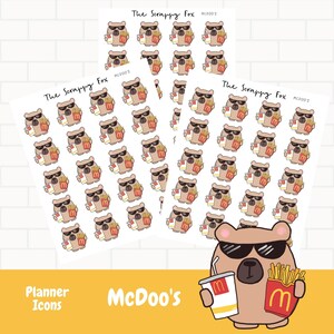 Burger und Pommes Doodle Icons / Symbol Planner Aufkleber / Mini Planner Icons / Handgezeichnete Icons / Planner Icons