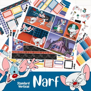 Narf Standard Vertical Stickers, Animaniacs Planner Stickers, Pinky and the Brain Weekly 7 x 9  Stickers, Weekly Sticker kit, Exclusive Art