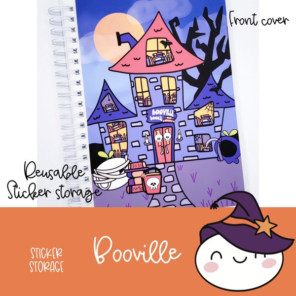 Sticker storage/ 5x7 Top Loading / 5x7 Reusable Sticker Storage/ Photo album/ Booville/ Halloween Sticker Storage/ Cute Halloween Stickers