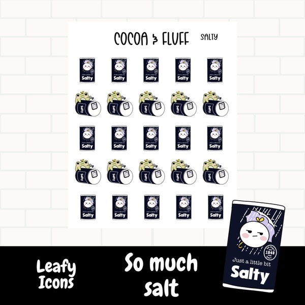 Salty Planner Icons, Sassy Icon Stickers,  Hand Drawn Art, Fun Planner Stickers, So Salty Planner Stickers, So Much Salt Sticker