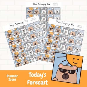 Iconos de garabatos meteorológicos pronosticados de hoy / Pegatinas del planificador de iconos