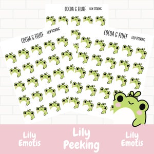 Lily Peeking Box Edger Planner Icons, Adesivi disegnati a mano, Icone Planner a foglia, Icone Planner Emoti bordo pagina, Icona Emoti Planner