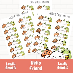 Hello Friend Box Edger Planner Icons, Adesivi disegnati a mano, Icone Planner a foglia, Icone Planner Emoti bordo pagina, Icona Emoti Planner