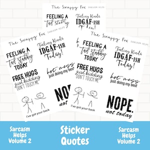 Planner sticker quotes, Sarcasm Helps Vol 1, Sarcastic quotes for planners, Planner stickers, Sarcastic quotes