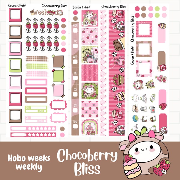 Chocoberry Bliss Hobonichi Weeks Planner Stickers, Weekly Sticker Kit,  Hand Drawn Art, Cute Summer Planner Stickers, Hobo Weeks Kit