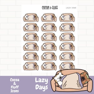 Días perezosos / Iconos de garabatos de siesta/ Pegatinas del planificador de iconos / Pegatinas dibujadas a mano