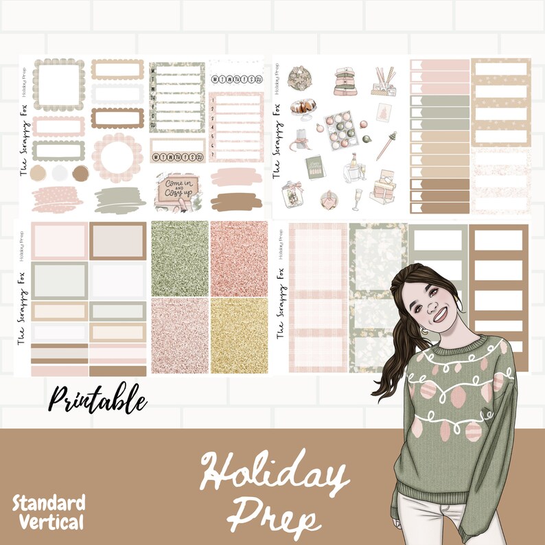 PRINTABLE Sticker Kit/ Holiday Prep / Standard Vertical - Etsy