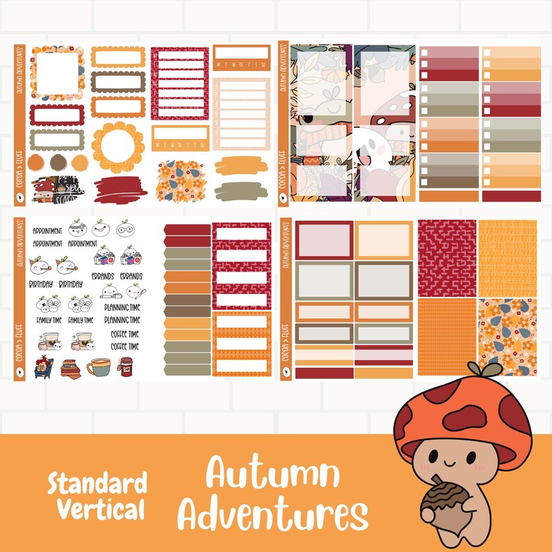Autumn Adventures Planner Stickers, Planner Sticker Kit, Fall Vibes