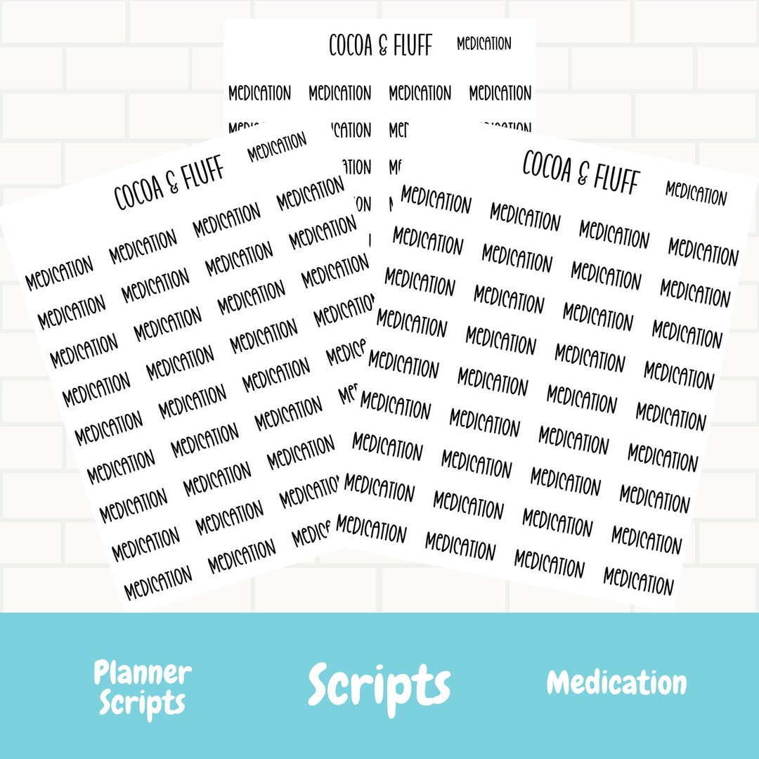 Medication Script Stickers, Scripts, Health Script Stickers, Medical