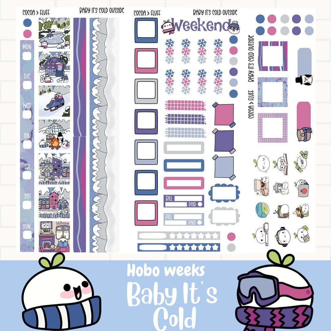 Baby It's Cold Hobonichi Weeks Planner Stickers, Weekly Sticker Kit ...