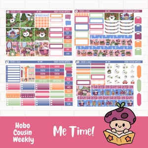 Autocollants planificateur de temps Moi, Hobonichi Cousin, kit d'autocollants hebdomadaires, Personnages dessinés à la main, Autocollants soins personnels, Autocollants mignons dessinés à la main