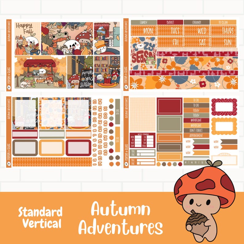Autumn Adventures Planner Stickers, Planner Sticker Kit, Fall Vibes