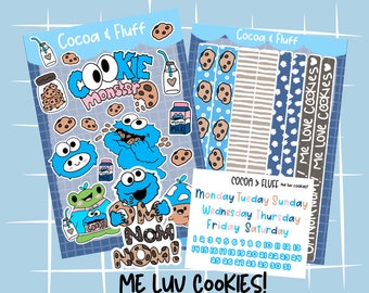 Me Luv Cookies Sticker Sheet, Hand Drawn Stickers, Daily Journal, Micro Planner Sticker, Bujo Sticker Sheet, Hand Drawn Washi, Vinyl Sticker