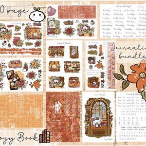 Journaling Bundle, gemütliche Bücher, handgezeichnete Kunstwerke, Buchliebhaber Aufkleber, Journaling Aufkleber, dekorative Aufkleber Journaling, täglicher Planer