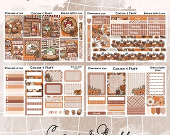 Mit Liebe gebacken Standard Vertikale Planer Sticker Kit / Handgezeichnetes Kunstwerk / 7x9 Planer Aufkleber