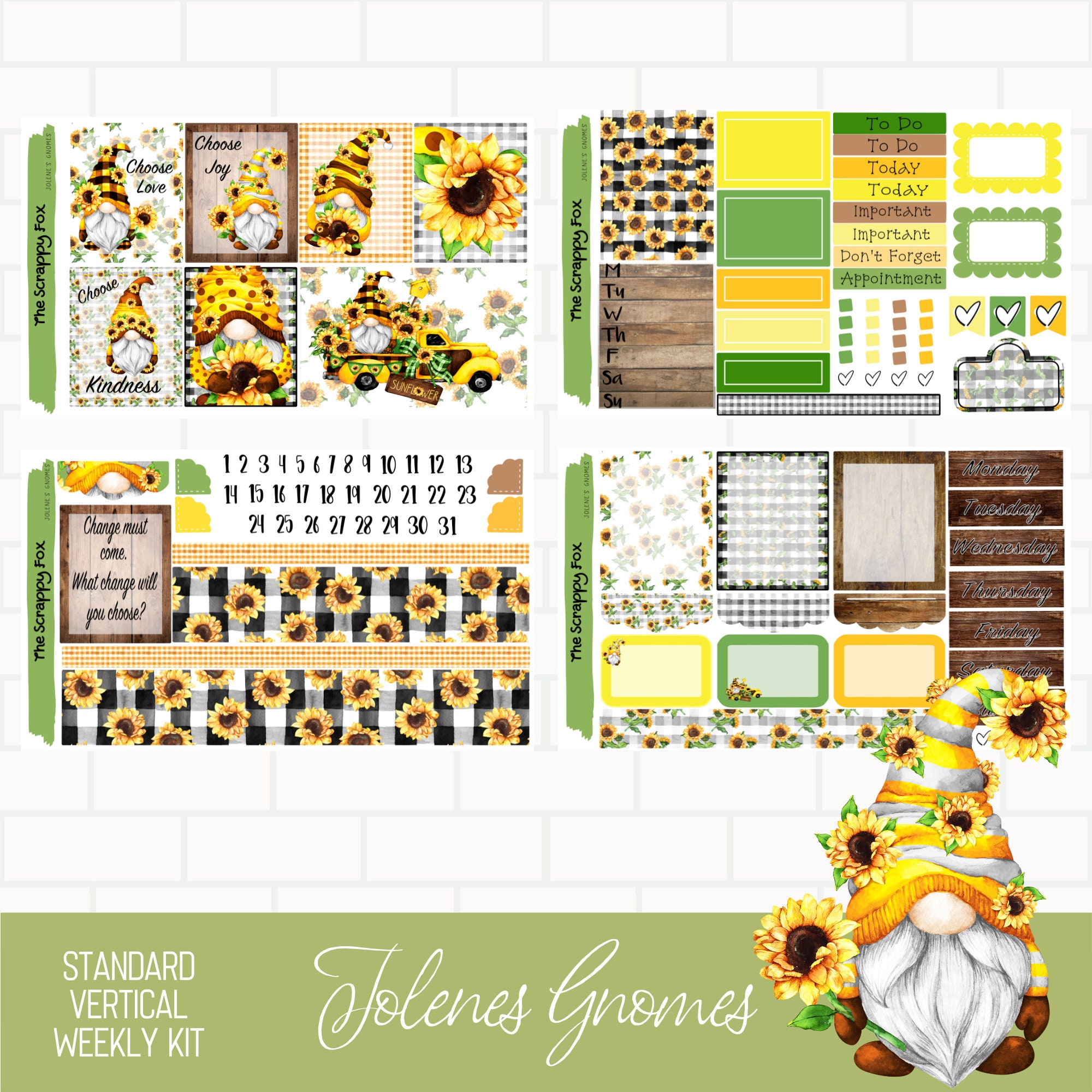 Jolenes Gnomes Weekly Planner Sticker Kit