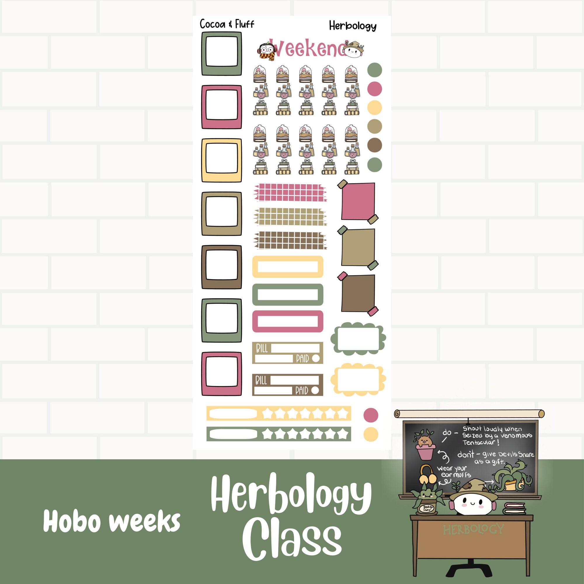 Herbology Class Hobonichi Weeks Planner Stickers, Weekly Sticker Kit ...