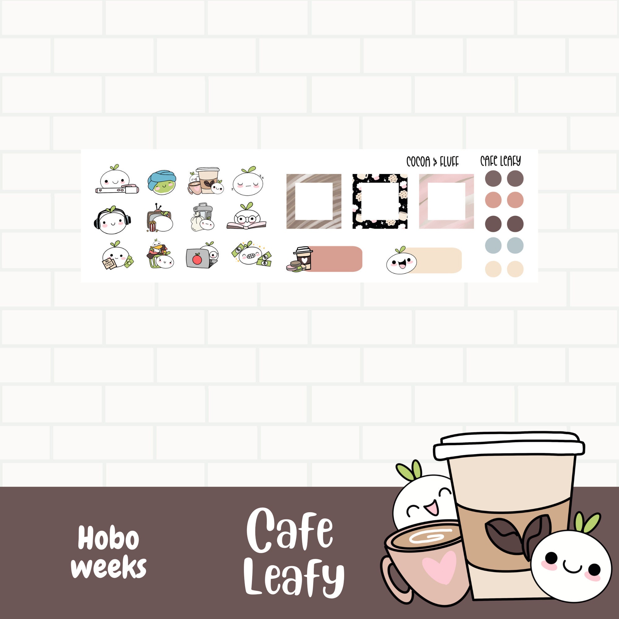 Cafe Leafy Hobonichi Weeks Planner Stickers, Weekly Sticker Kit, Coffee ...
