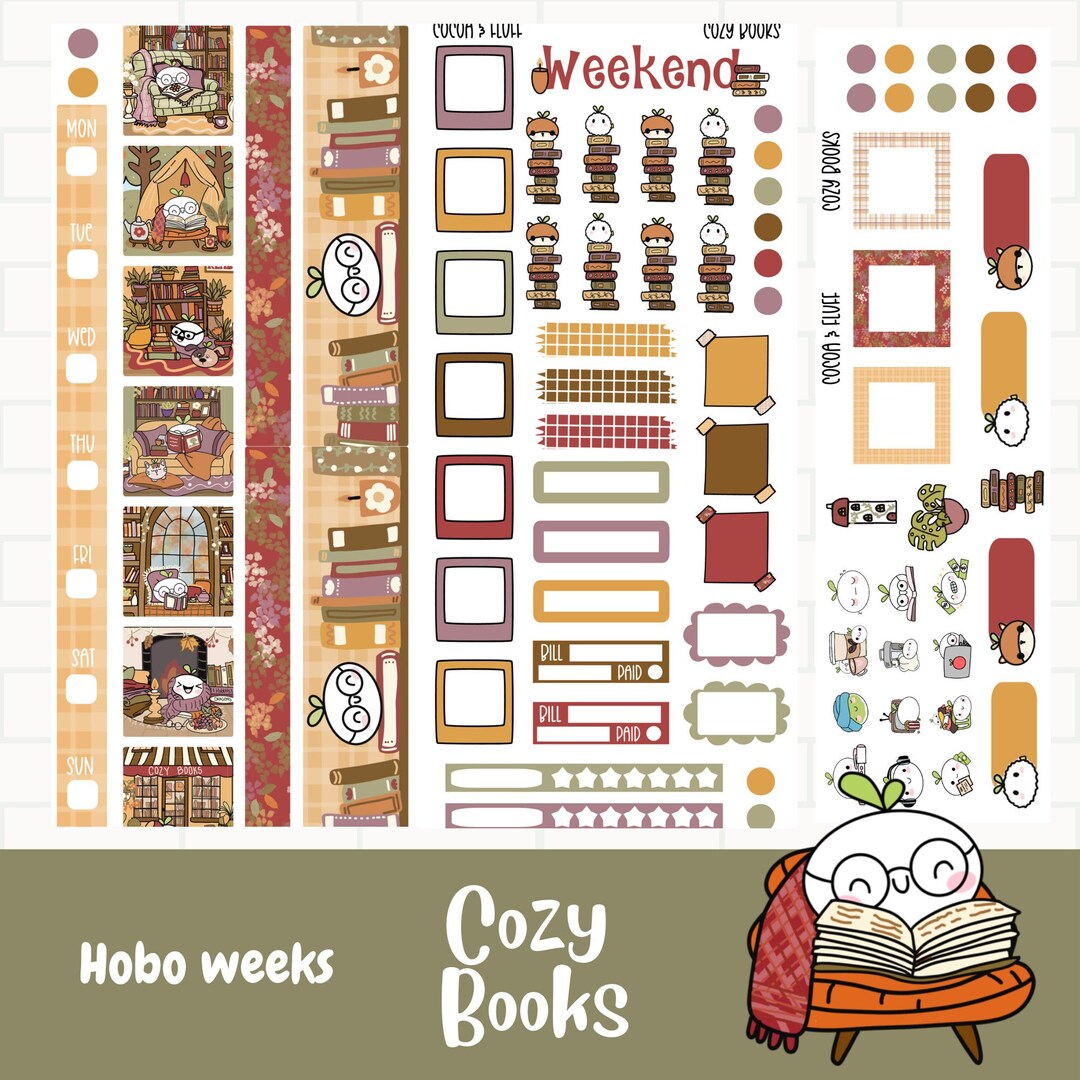 Cozy Books Hobonichi Weeks Planner Stickers, Weekly Sticker Kit, Hand ...