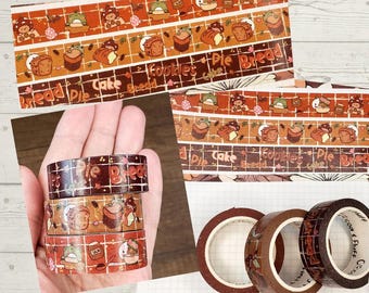 Baked With Love Washi Tape, Creative Tape, Reusable Tape, Baking Foil Washi Tape, Hand Drawn Washi Tape,  Character Washi Tape