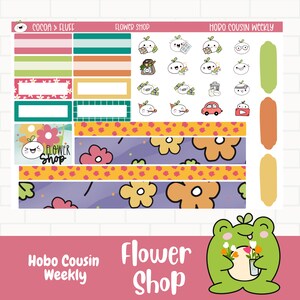 Flower Shop Leafy Planner Stickers, Hobonichi Cousin Weekly Sticker Kit ...