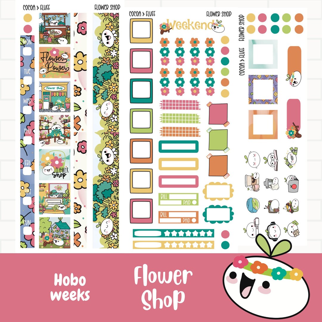 Flower Shop Hobonichi Weeks Planner Stickers, Weekly Sticker Kit ...