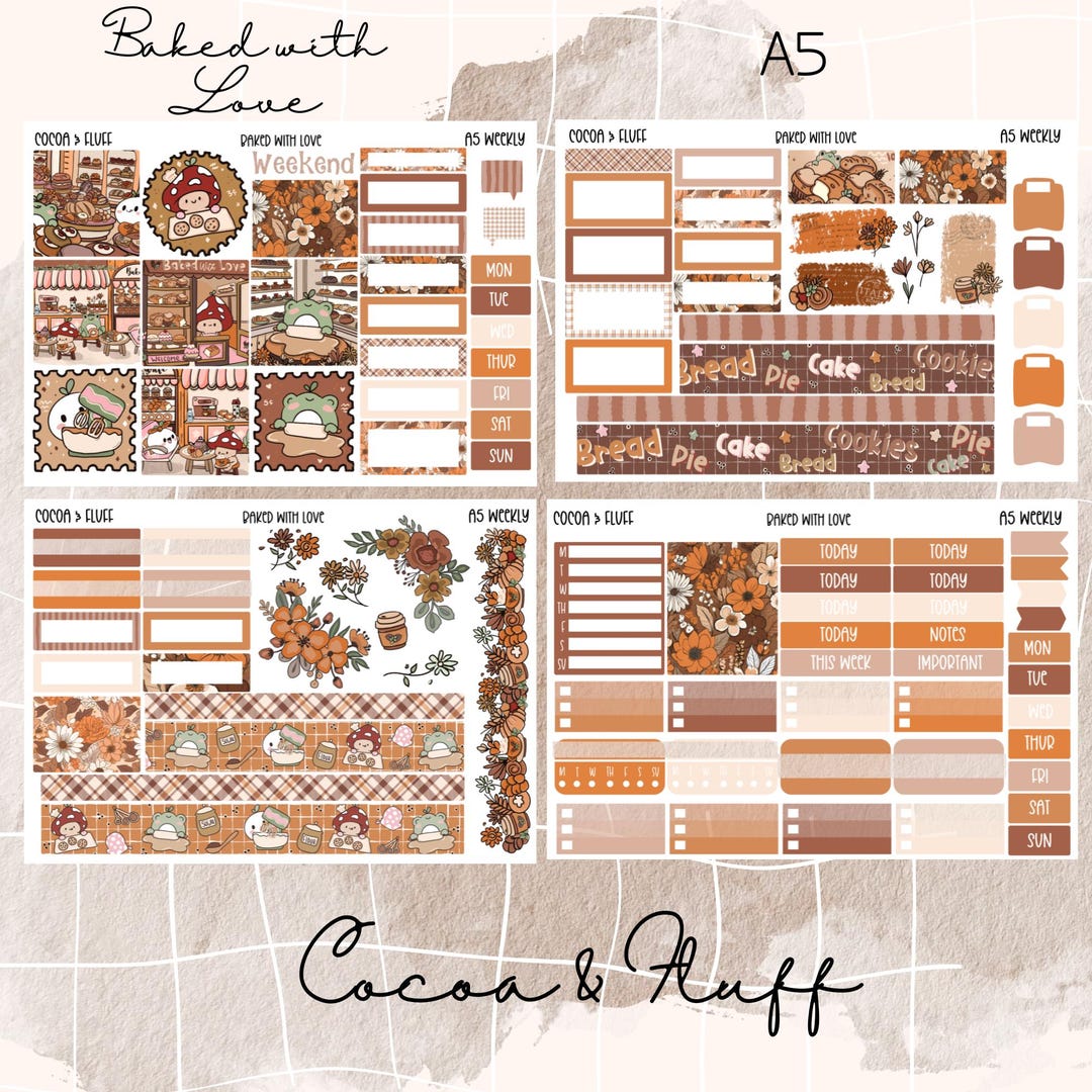 Baked With Love Hobonichi Cousin Planner Sticker Kit / Hand Drawn ...