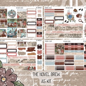 The Novel Brew Hobonichi Cousin Planner Sticker Kit / Hand Drawn Artwork / A5 Planner Stickers