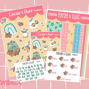 Rainbows Sticker Sheet, Hand Drawn Stickers, Daily Journal, Micro Planner Sticker, Bujo Sticker Sheet, Hand Drawn Washi, Vinyl Sticker
