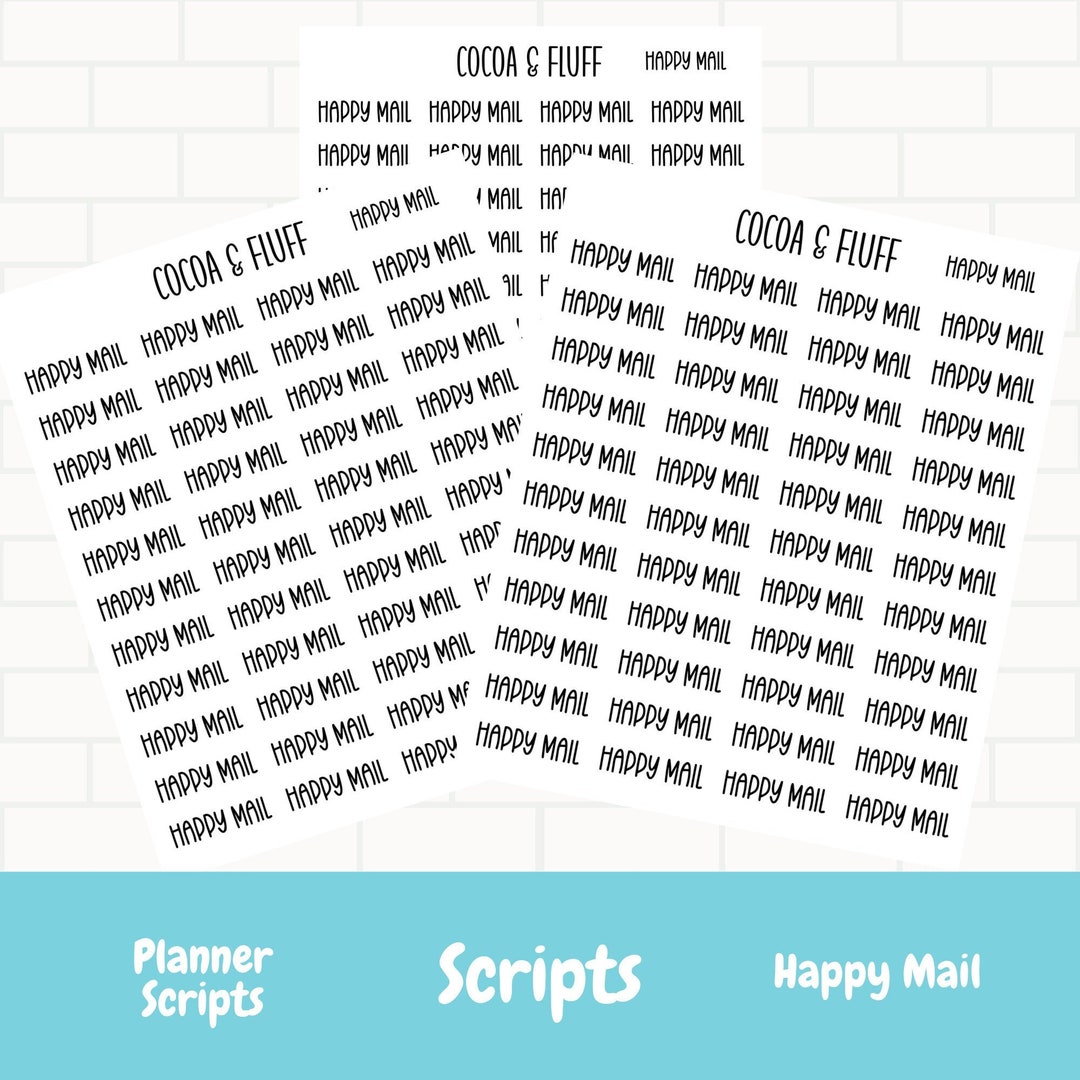 Happy Mail Script Stickers, Scripts, Family Script Stickers, Home