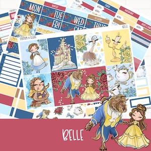 Kit de pegatinas semanales de Bella / Pegatinas de planificador de Bestia / Pegatinas de planificador mágicas / Pegatinas de linda pareja mágica