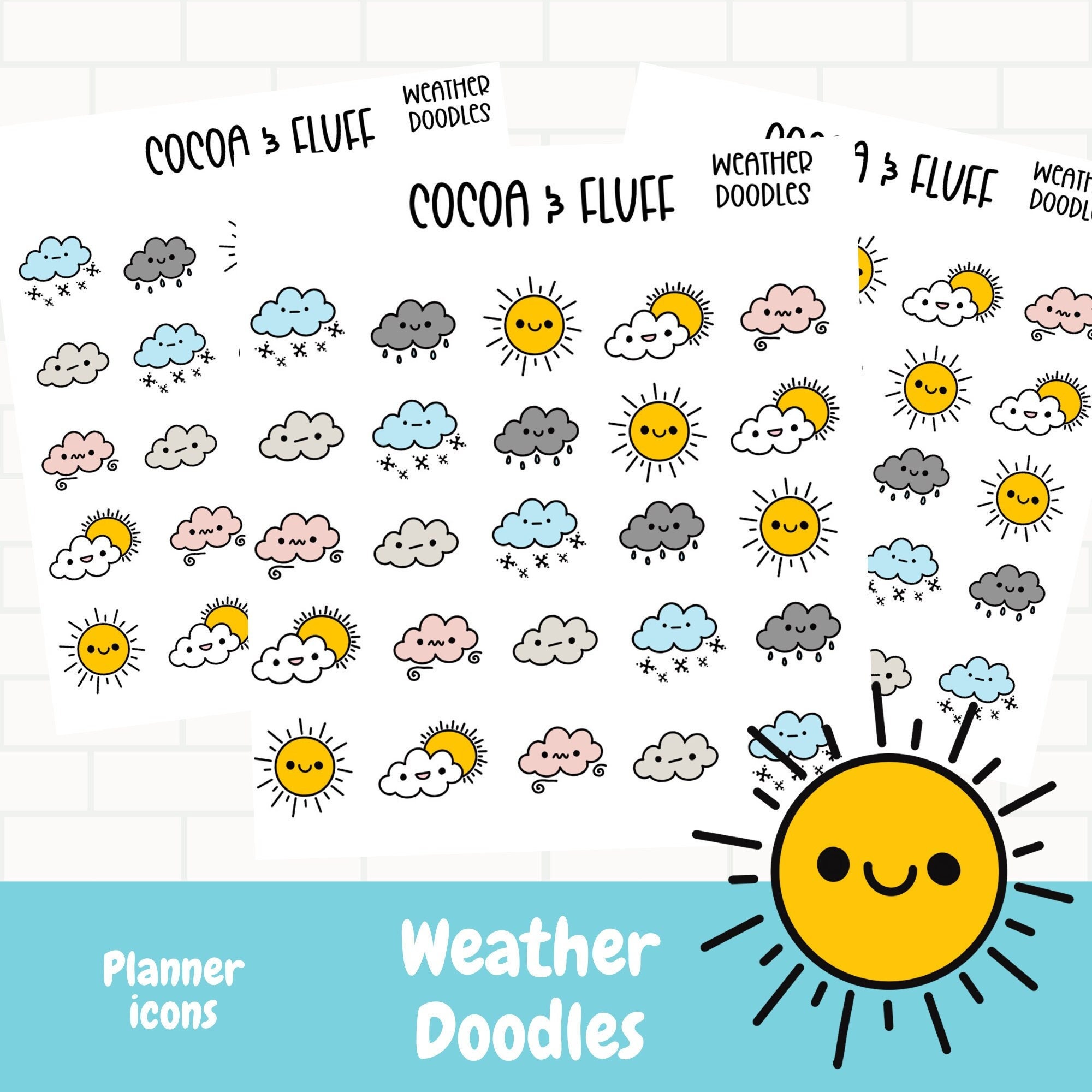 thumbnail image 2 of Weather Icon Planner Stickers, Three Sizes Including Tiny... 2 of 10