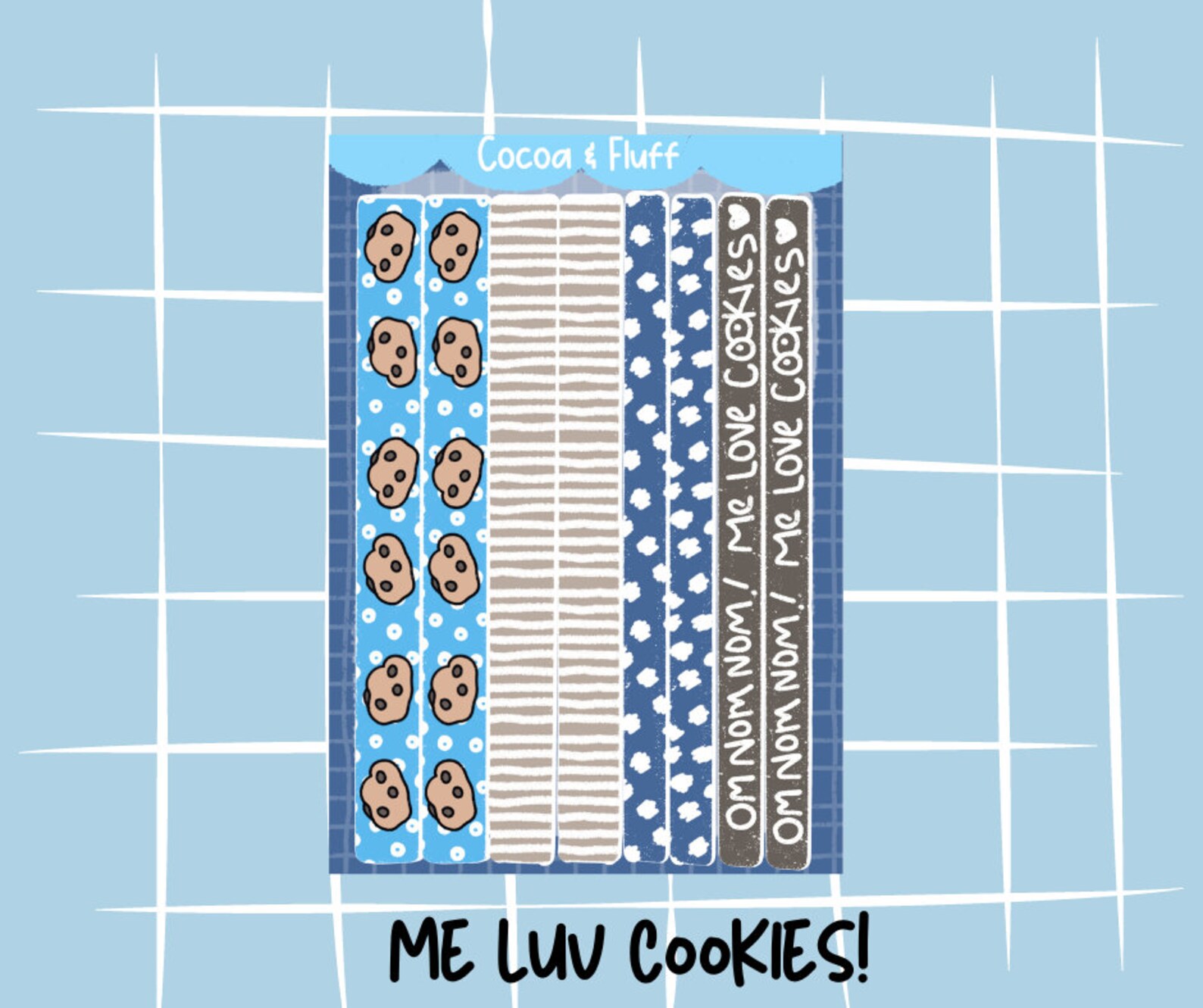 Me Luv Cookies Sticker Sheet, Hand Drawn Stickers, Daily Journal, Micro ...